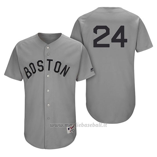 Maglia Baseball Uomo Boston Red Sox 24 David Price Grigio Turn Back The Clock Autentico